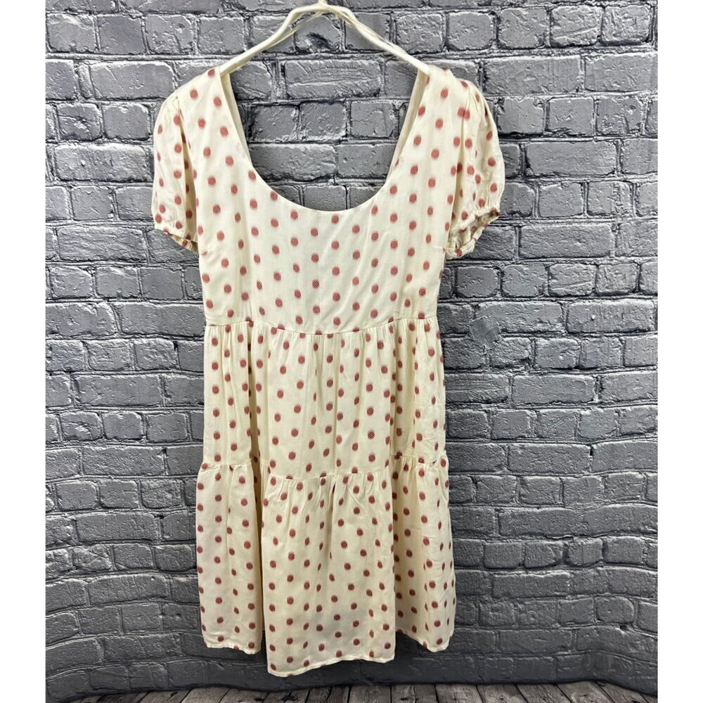 Max Studio Red  Polka Dot Mini Tiered Dress‎ Tan Size S